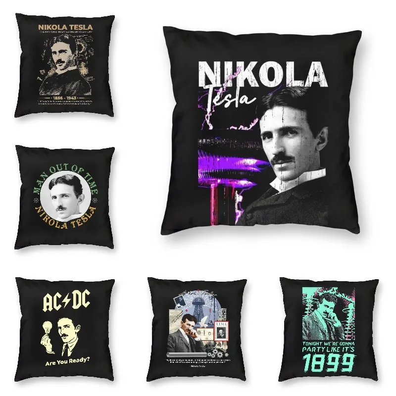 Cool Nikola Tesla Pillow Case Decoration 3D Science Physicist Energy Inventor Geek Nerd Cushion Cover for Home Sofa Cover