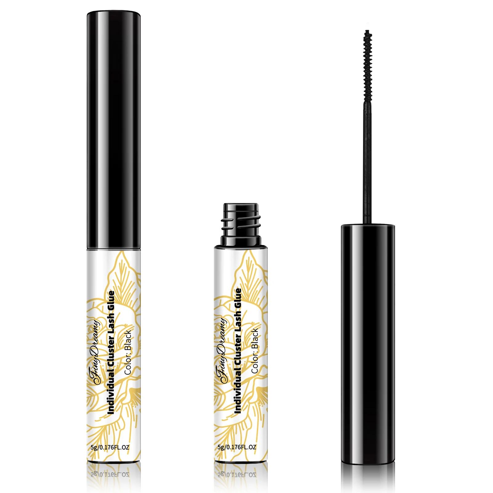 FinyDreamy DIY Eyelash Glue Cluster Cils Dark Odor Free Professional Lashes Latex Free Adhesive for False Mink Eyelash Extension