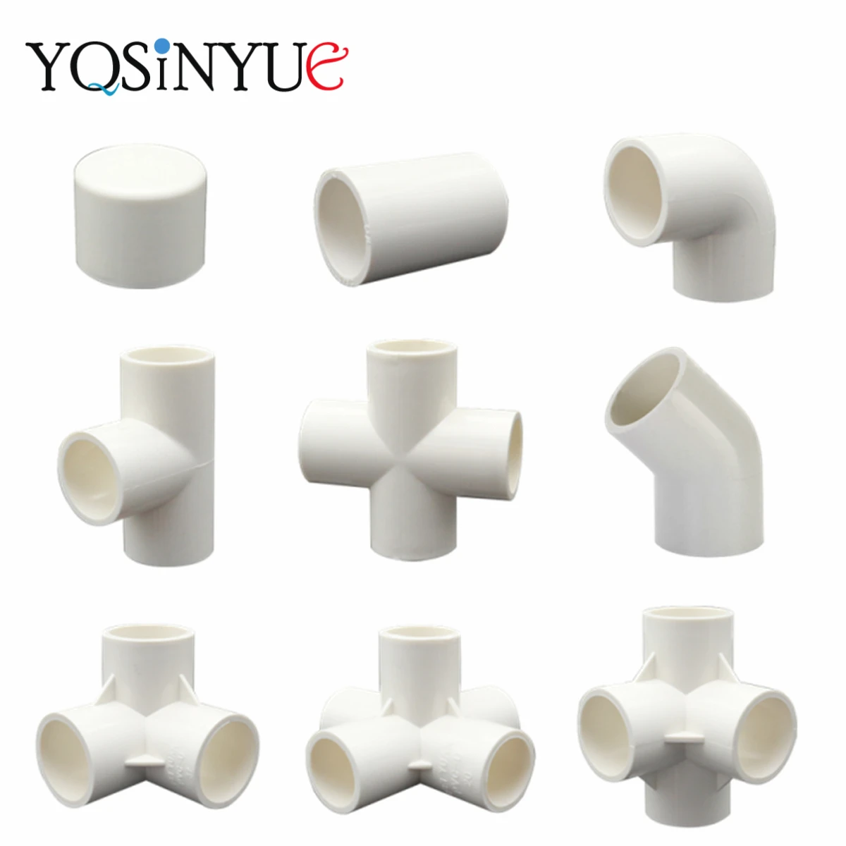 20/25/32mm DIY White PVC Pipe Fittings Straight Elbow Tee Cross Connector Water Pipe Adapter 2 3 4 5 6 Ways Joints