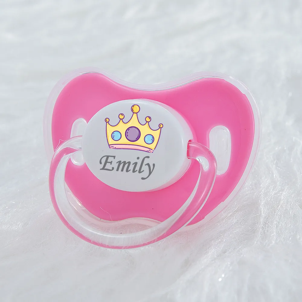 MIYOCAR personalized any name colorful lovely crown pacifier dummy BPA free unique gift for new born baby shower