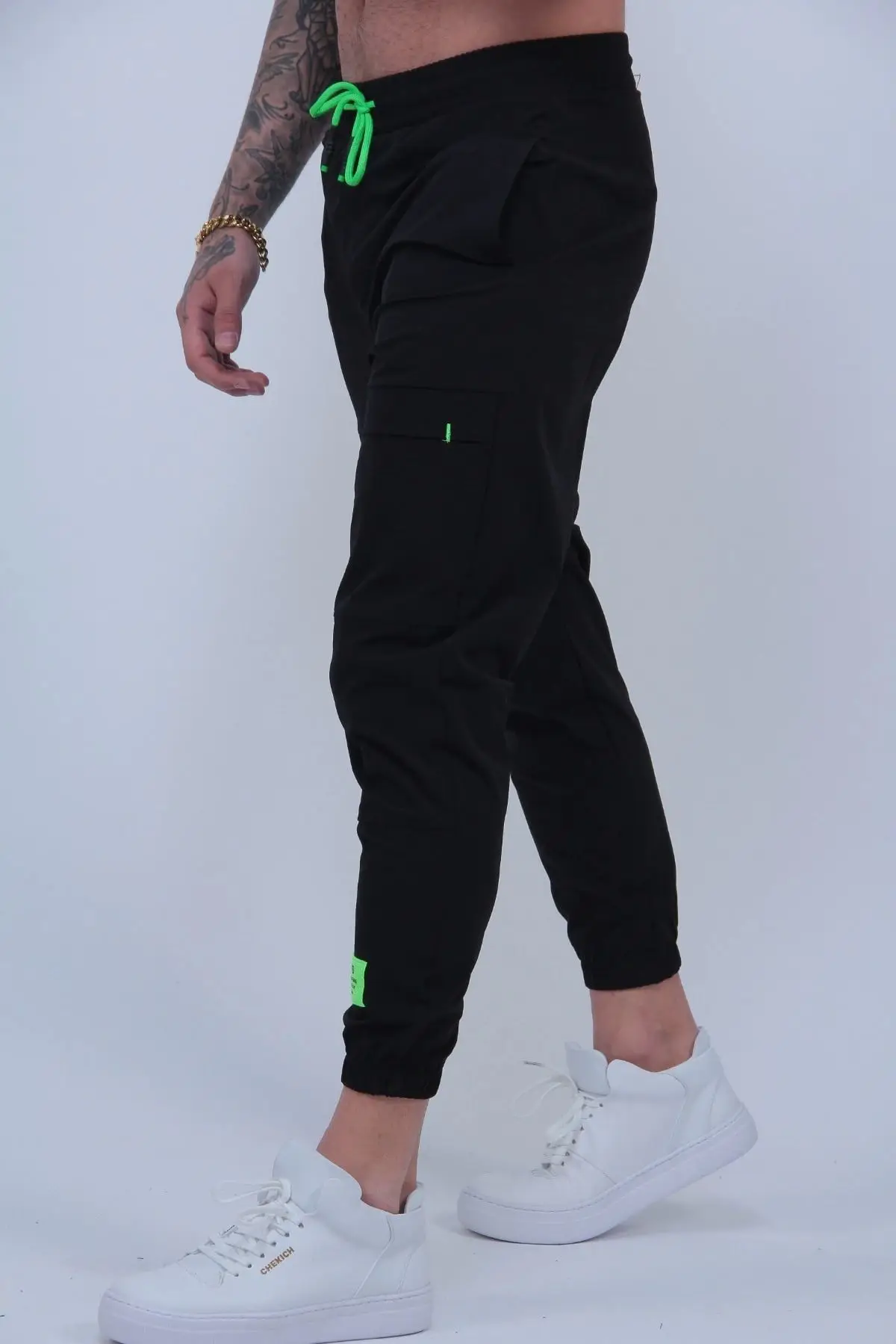 Men\'s Side Pockets Cargo Harem Pants 2021 Ribbons Black Hip Hop Casual Male Joggers Trousers Fashion Casual Streetwear Pants