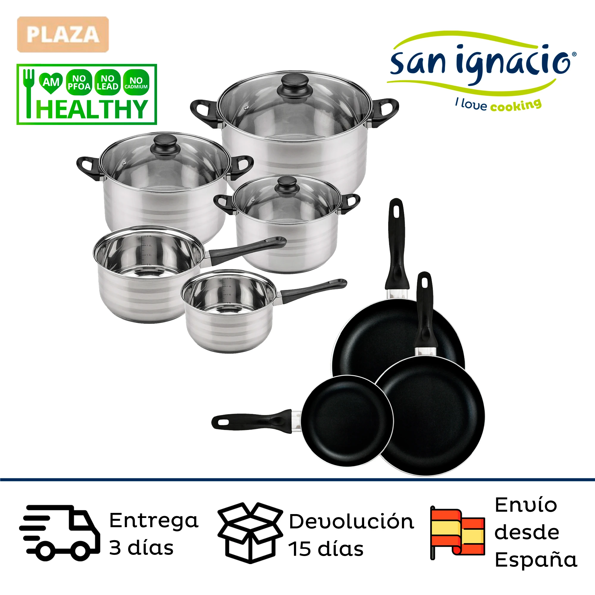 Kitchen San Ignacio PREMIUM cooking pots and pans set suitable for all heat sources and are non-stick