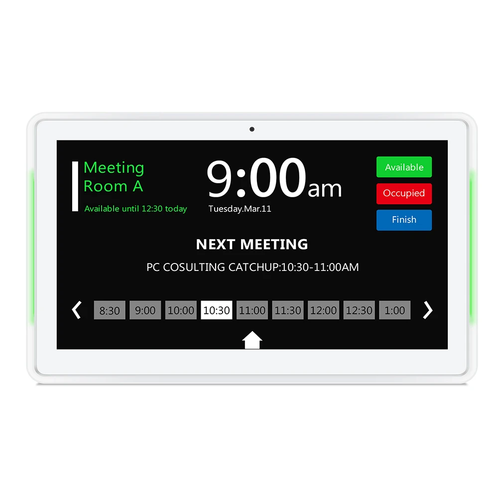 10.1 inch Android 11 PoE Wall mounted tablet pc with LED bars for conference meeting room schedule display open source, rooted