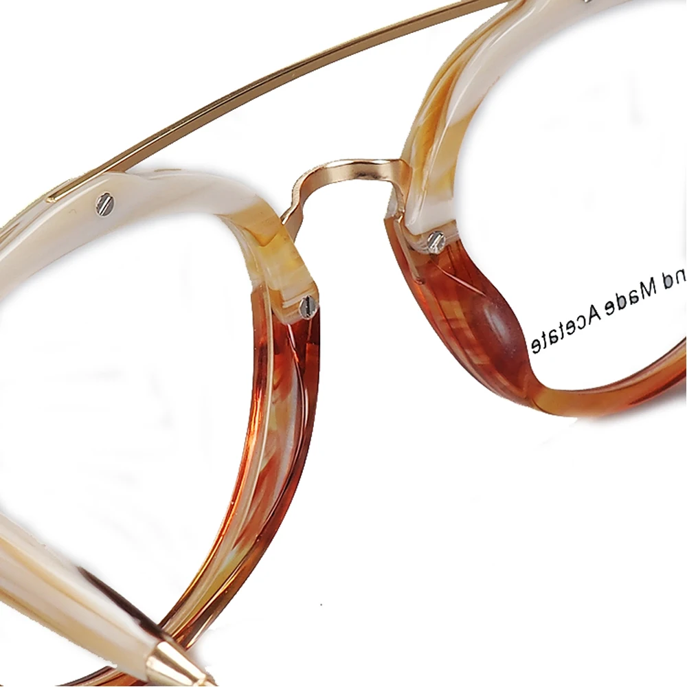 Vintage kobiety okrągłe oprawki do okularów męskie okulary optyczne ramki podwójny mostek Retro okulary korekcyjne brązowe klasyczne modne — zdjęcie 6