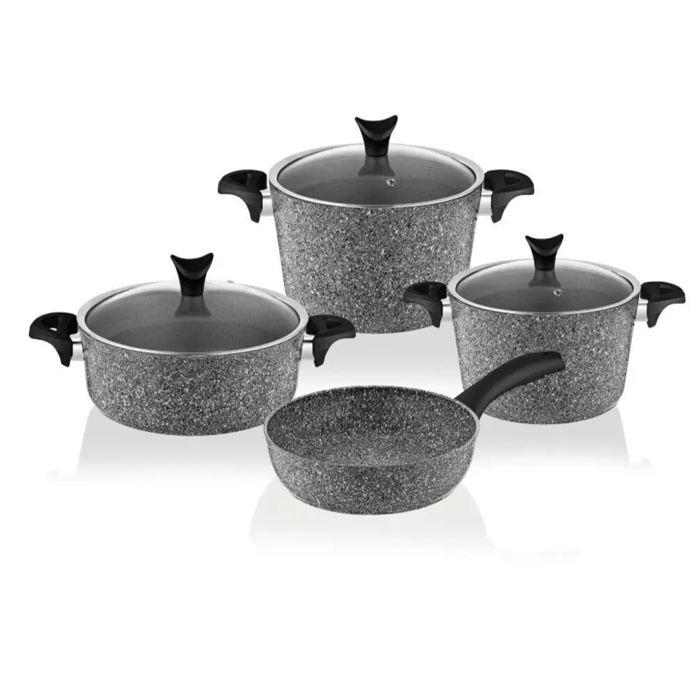 3454 Master Cook 7 Piece Granite Cookware Set Gray Pan Kitchen Utensil Useful Non-Stick Pan Cookware Set Fast Shipping