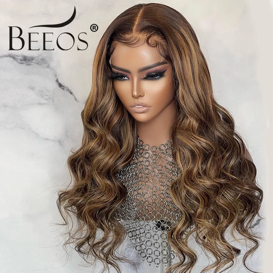 13x6 Skinlike Real HD Lace Frontal Wig 5*5 Closure Highlight Wig Human Hair Loose Wave Invisible Lace Front Wig Blonde Ombre
