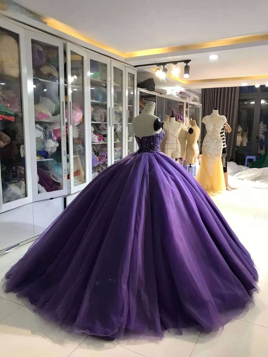 CloverBridal 2021 Sweetheart Sweetheart Tulle Purple Quinceanera Dress Sweetheart Ball Gown плыя на выпускной 2021 WQ9847