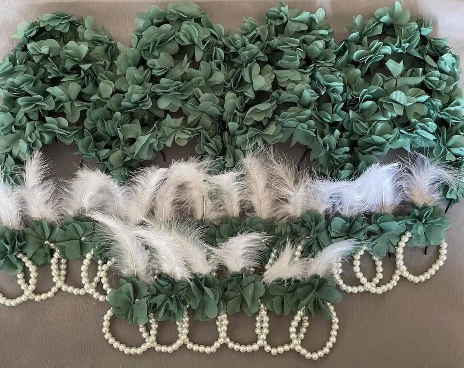 Bandeau de tête de fleur en mousseline et Bracelet perlé pour mariée et demoiselle d'honneur, accessoires spéciaux de mariage henné