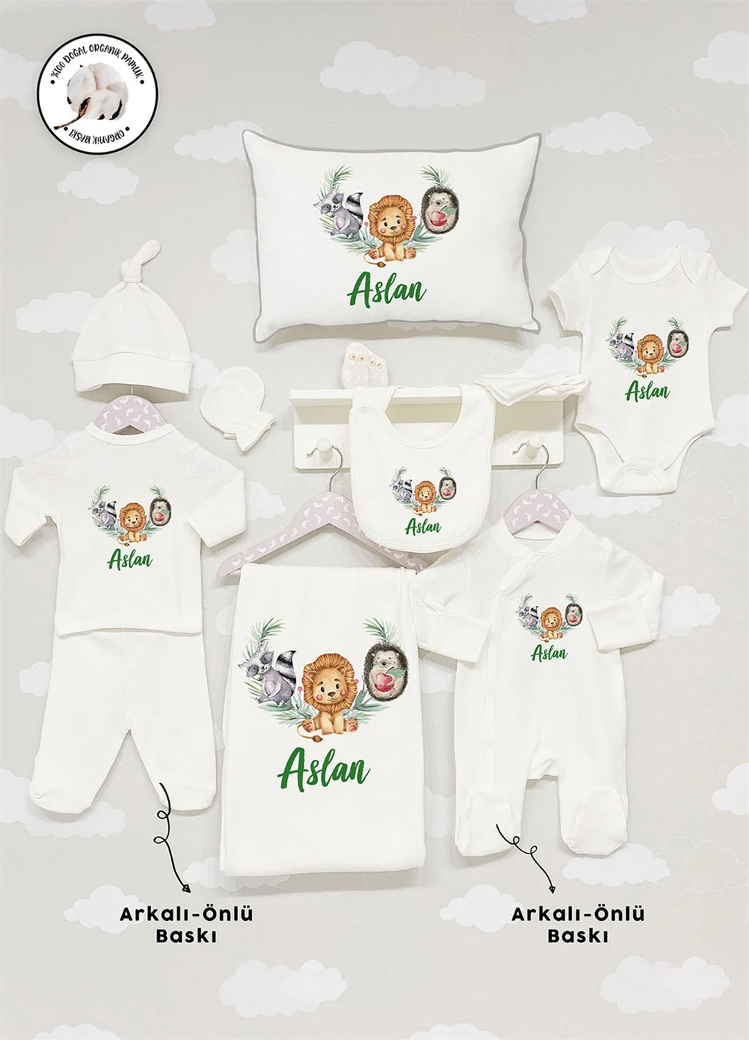 

Personalized Organic Cotton Fabric Girl Boy Baby 10-Pcs Jumpsuit Set Custom Clothes Winter Spring