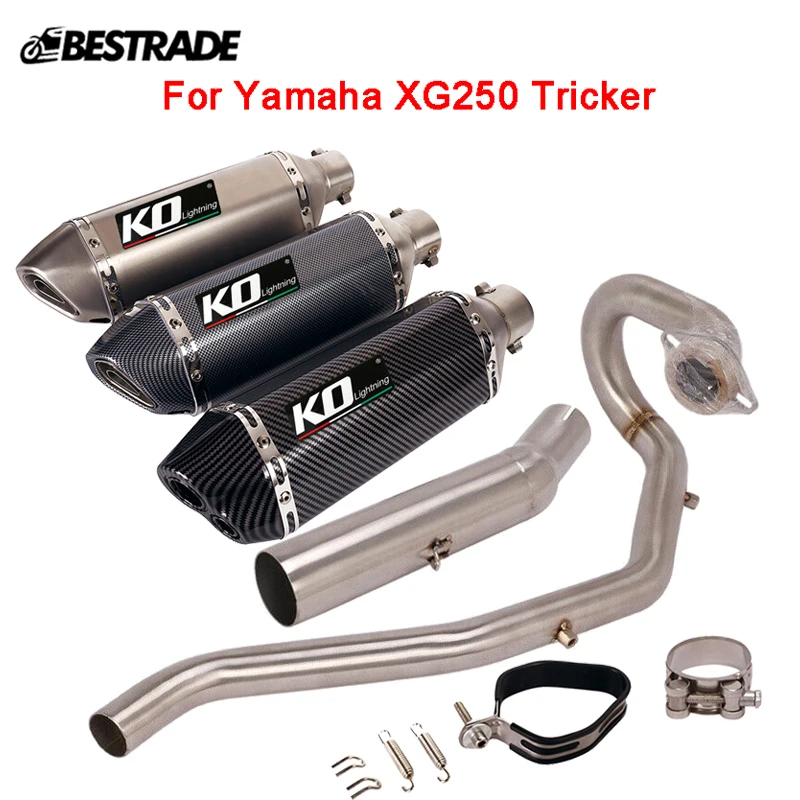 For Yamaha XG250 Tricker All Years Motorcycle Full Exhaust System Tips Front Mid Link Pipe Slip On 51mm MufflersEscape Stainless