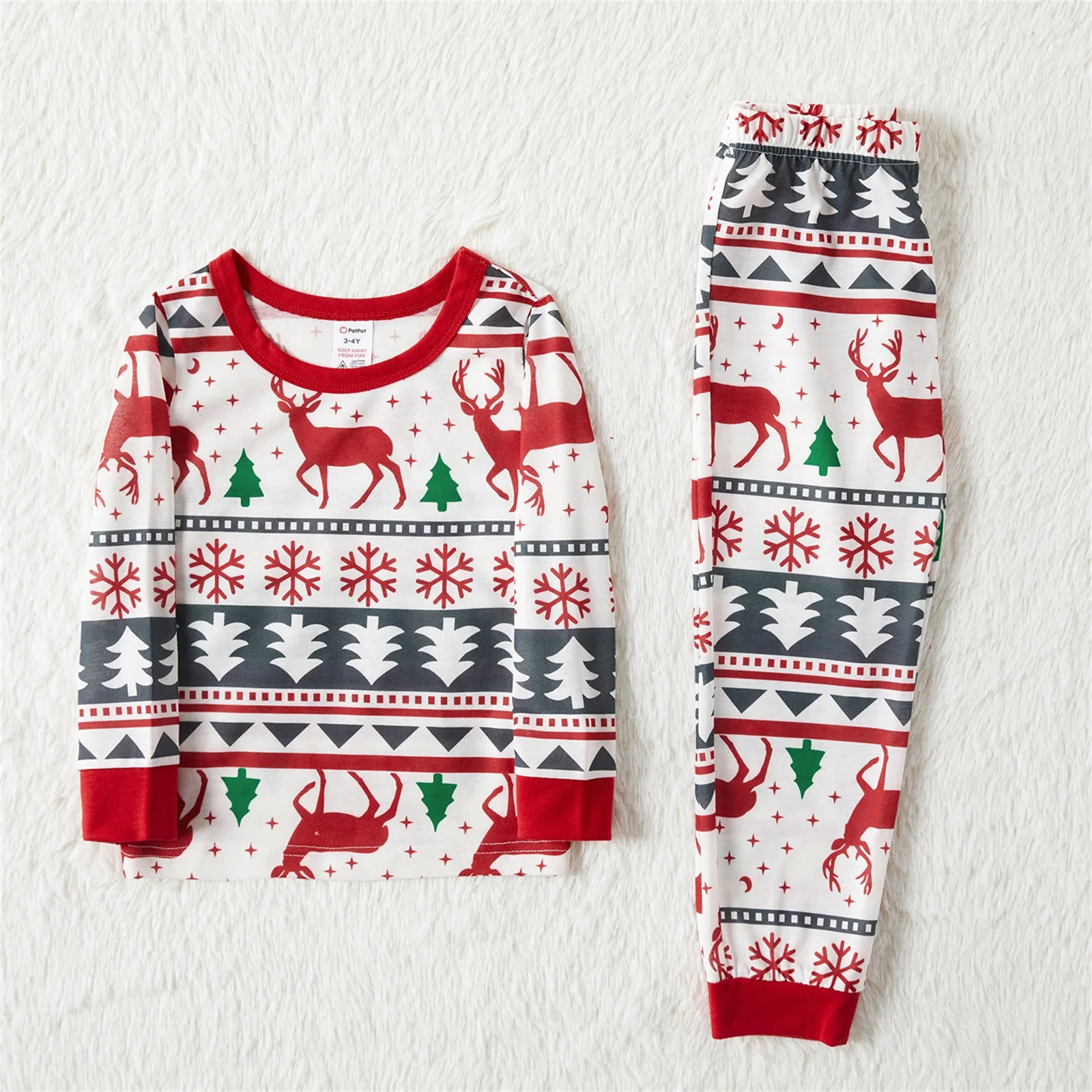 PatPat New Arrival Christmas All Over Snowflake Print Red Family Matching Long-sleeve Pajamas Sets (Flame Resistant)