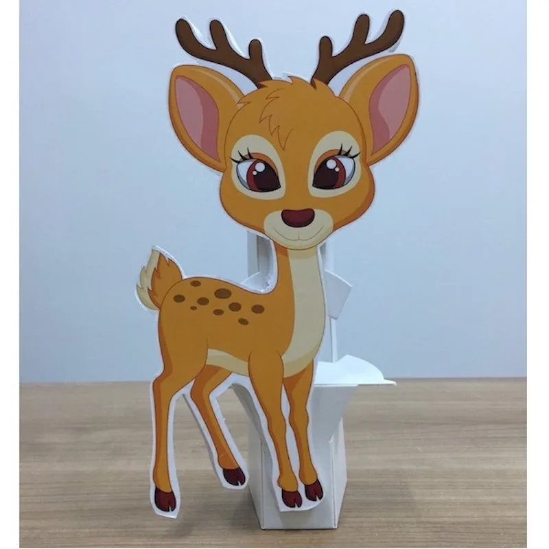 Baby Deer Foam-board Cutout Standee with Cardboard Stand, Kids Birthday Decoration, Woodland Bambi Concept Party Supplies