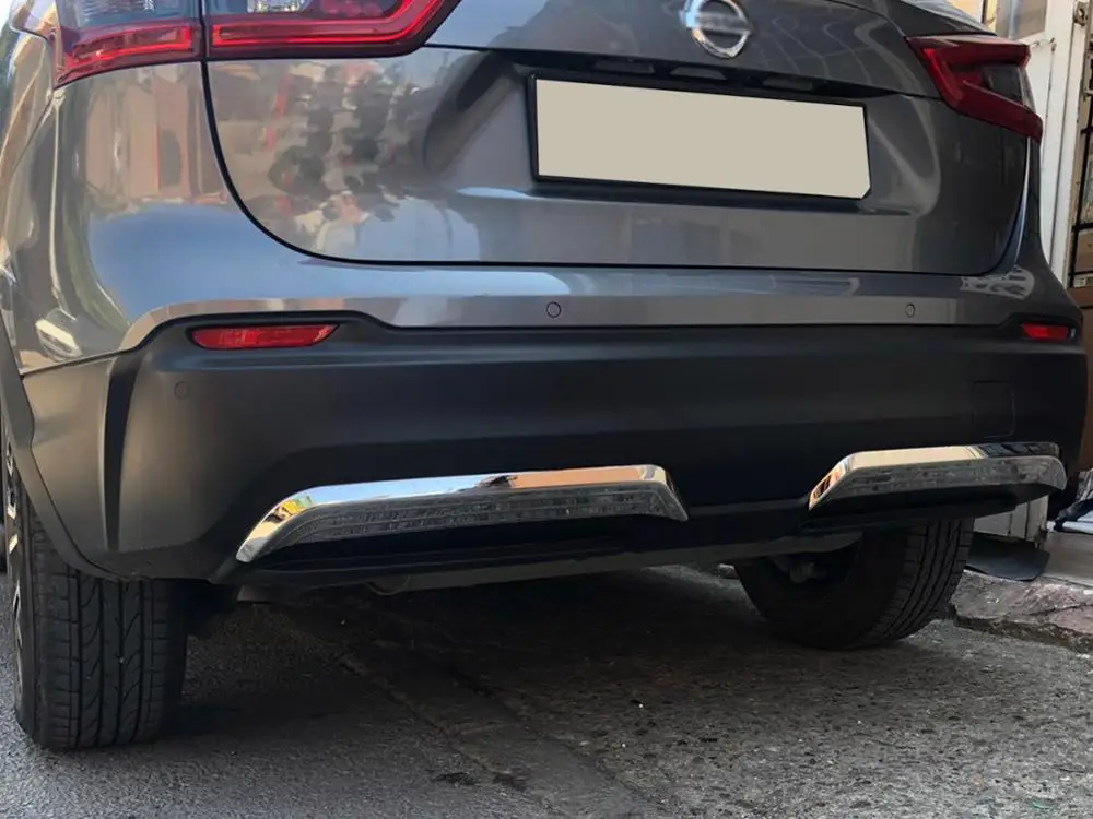 For Nissan Qashqai Chrome Rear Diffuser 2 Pcs. 2017 and Up. Stainless Steel. ISO 9001: 2008 Certified. A+ QualityModified Design