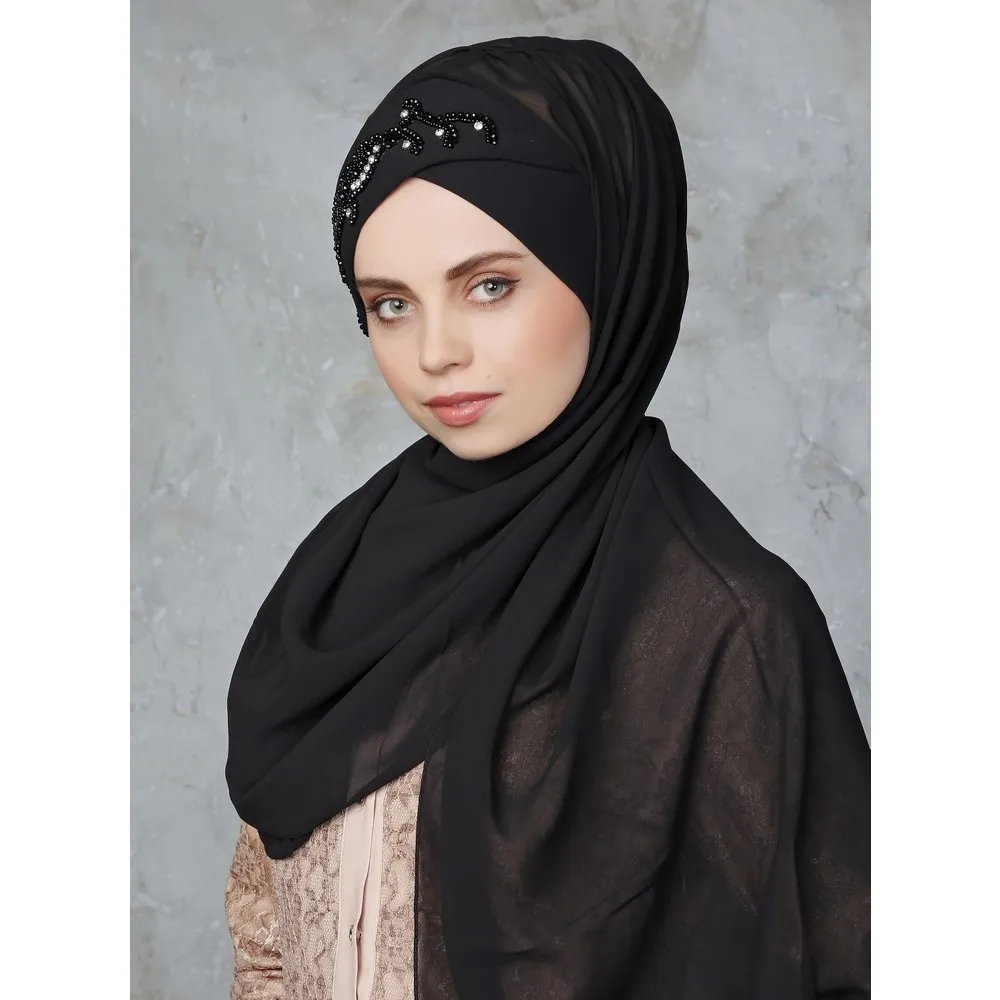 Hijab Muslim Women head turbans for women scarf fashion shawls foulard Hand Embroidered Practical Shawl turbante mujer arab