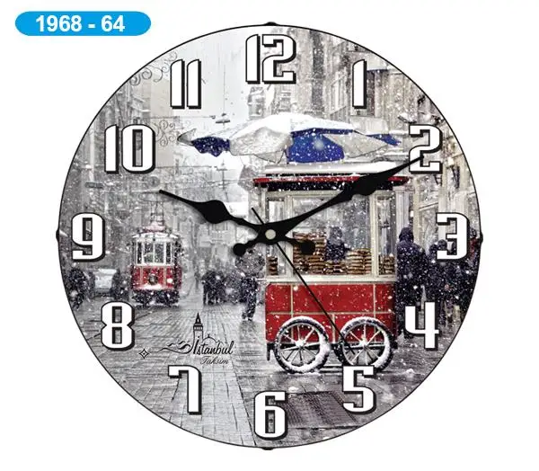 Decorative Curved Glass Wall Clock 1968-064 - Taksim