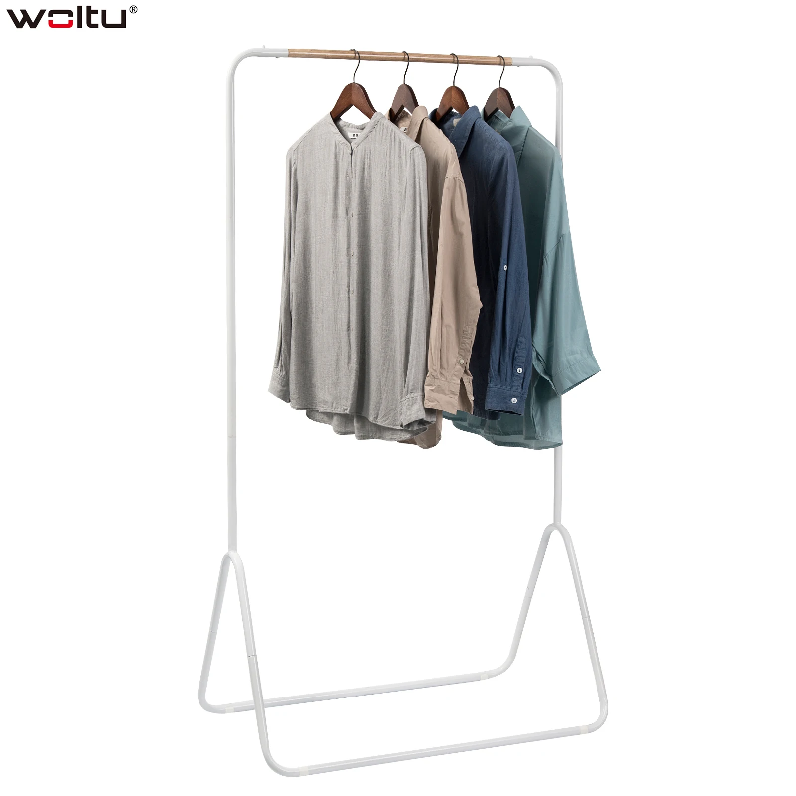 Heavy Duty Clothes Rail White Simple Design Coat Rack Hallway Entry Stand Metal Frame Clothing Drying Racks Organizer