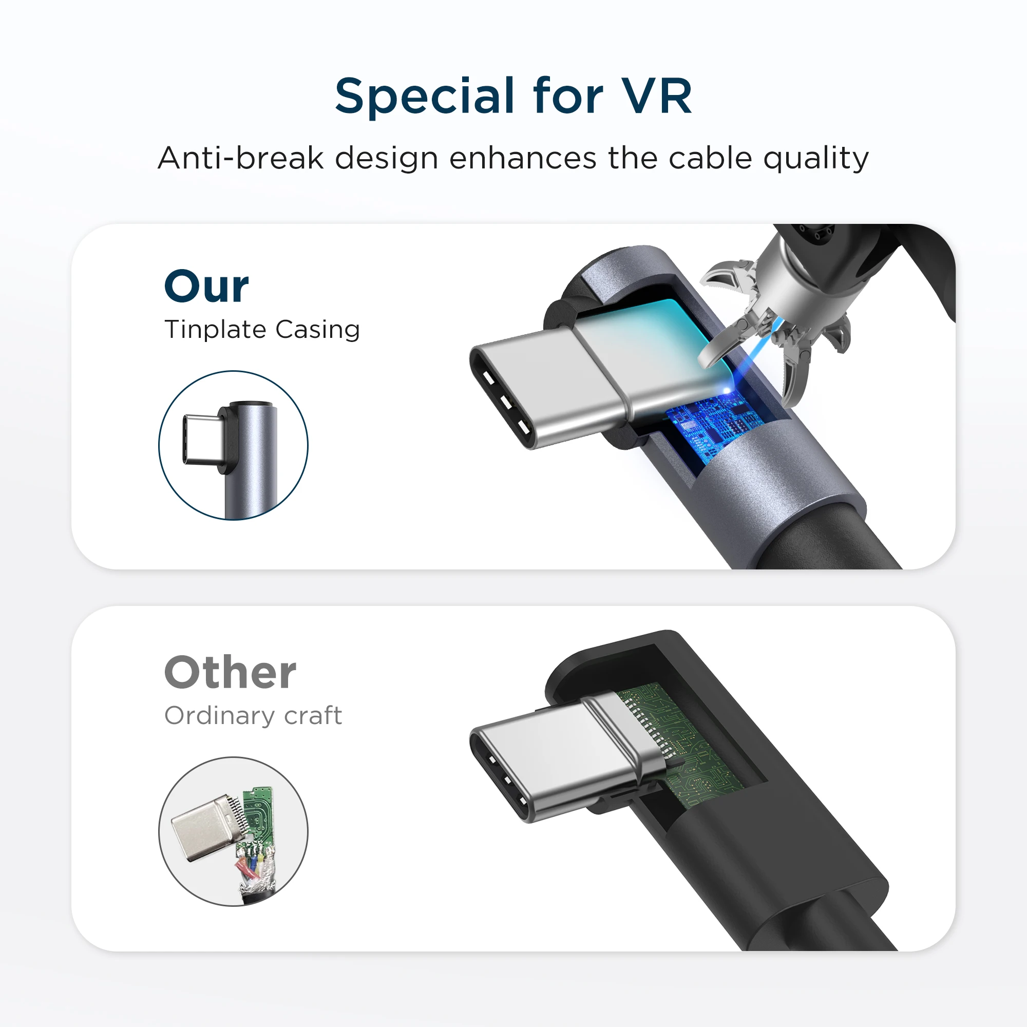 كابل وصلة KIWI بتصميم 16FT متوافق مع ملحقات Oculus/Meta Quest 3S، وكابل Link Quest 3/2/Pro، USB 3.0 إلى USB