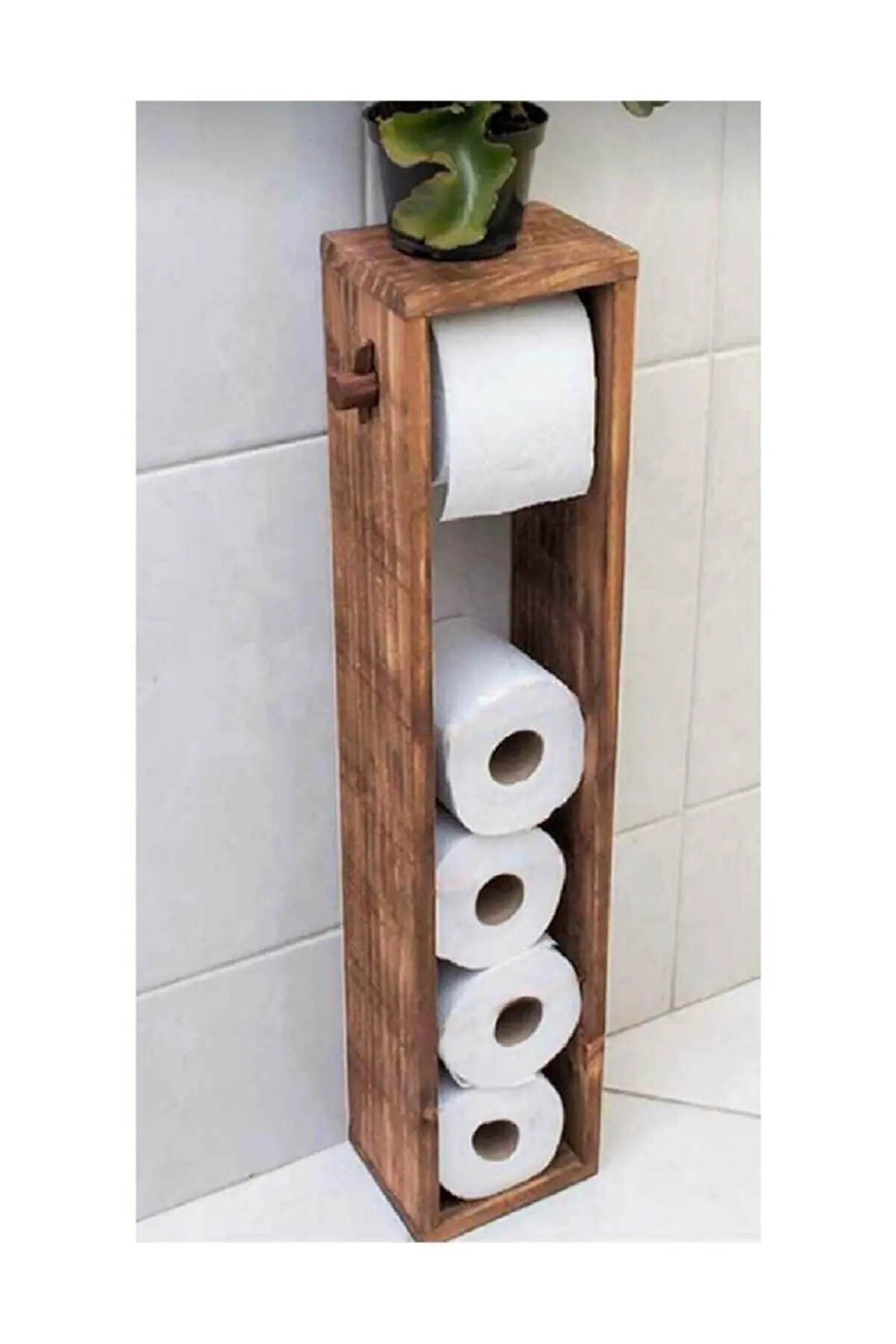 Pine Wood Reservoir Toilet Paper Stand Wooden Toilet Wc Paper Holder Decorative Bath Furniture Access