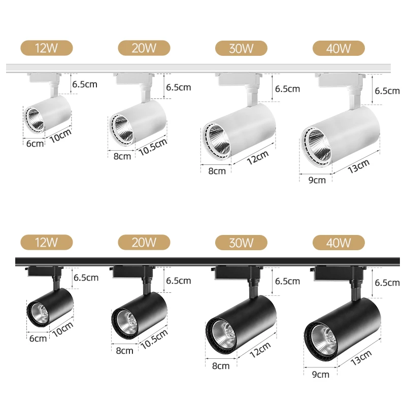 Set Led Track Light Fixture COB Track Lighting 220V Spot Lights Track Lamp Rail 40W Spotlight For Kitchen Clothing Shop spot led