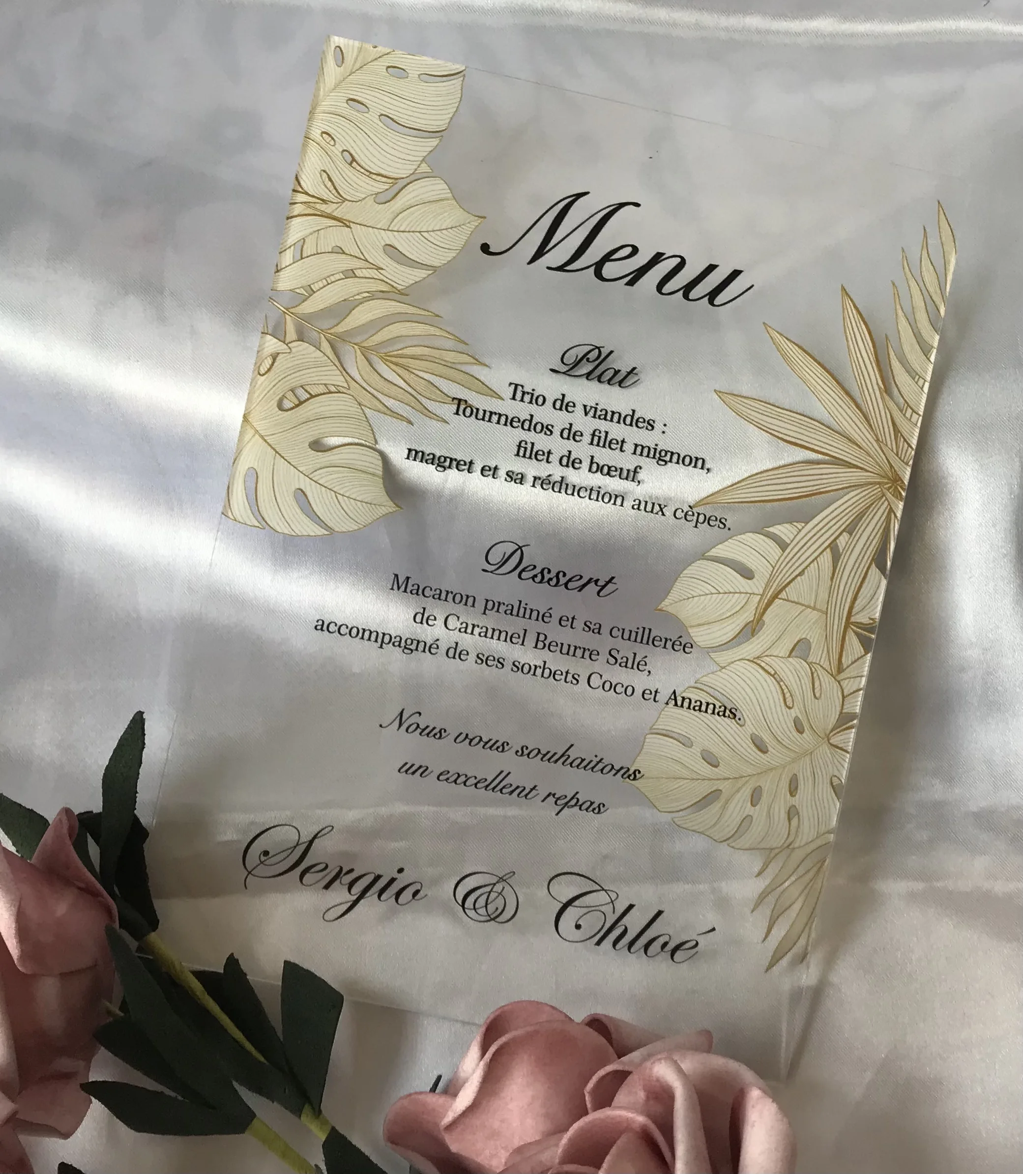 10Pcs Custom Transparent Acrylic Dinner Menu,Personalized Wedding Menu Card,Table Decor for Reception,Birthday,Catering Favors