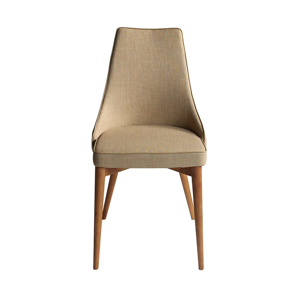 Chair 4032 Angel Cerdá-dining chair upholstered in fabric and legs structure in walnut-colored ash wood.