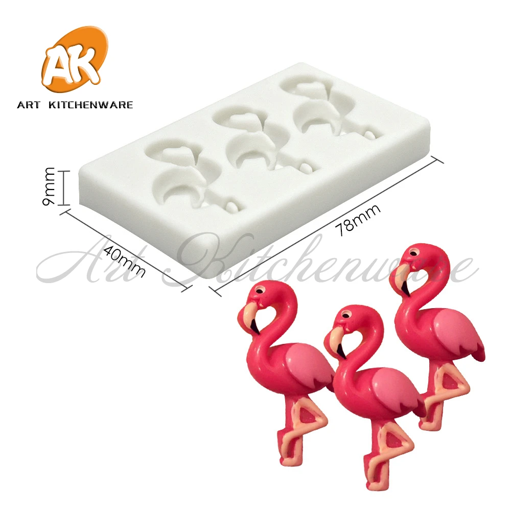 3 Flamingo Style Silicone Mold Fondant Cake Decoration Silicone Mold Hand Made Decorating Leaves Chocolate Candy Silica Gel Mold