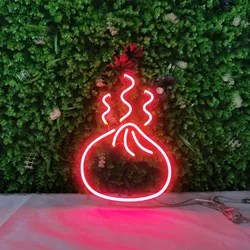 Mini Dumplings Neon Sign Custom Neon Sign Chinese Food Wall Decor Neon Sign Steamed Buns Sign Restaurant Decor Led Light