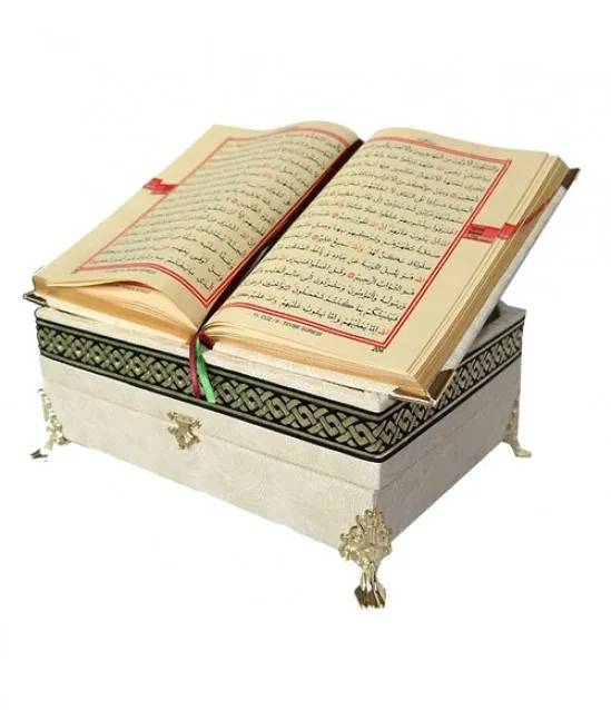 Great gift of the Holy Quran - With Chest and Rach - White FREE SHIPPING