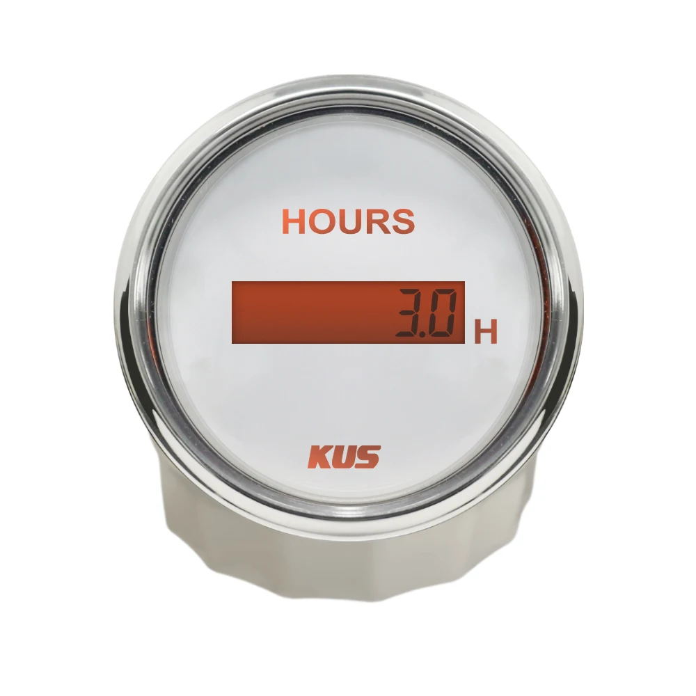 KUS 52mm Universal Hour Meter Gauge 0-99999.9H with Red Yellow Backlight for Truck Boat Car 9-32V