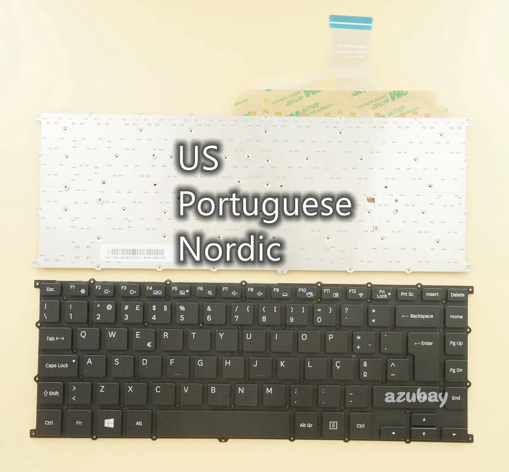 

US Portuguese Nordic Swedish Finnish Danish Finnish Keyboard For Samsung ATIV Book 9 NP930X5J NP940X5J 930X5J 940X5J, Backlit