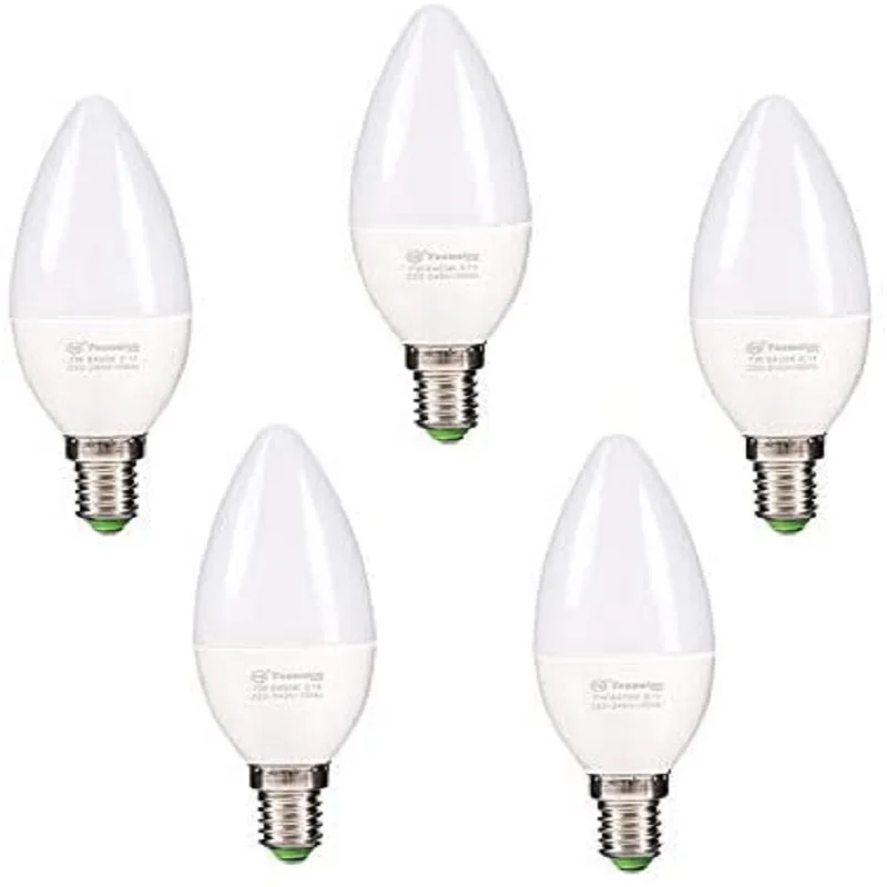 E14 candle LED bulb, 7W,C38 cool white 6400K 560 lm (5-units)