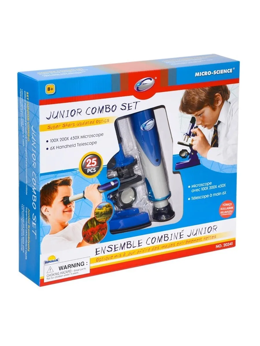 Science for hobby and educational Toy 25 piece microscope and telescope set