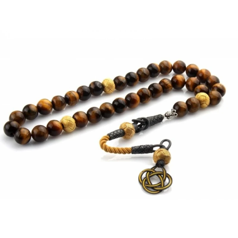 Pure 1000 Sterling Silver Tasseled Tiger Eye Stone Rosary For Men 33 Beads Tasbih High quality Jewelry Prayer Muslım Misbah Bracelet Handmade