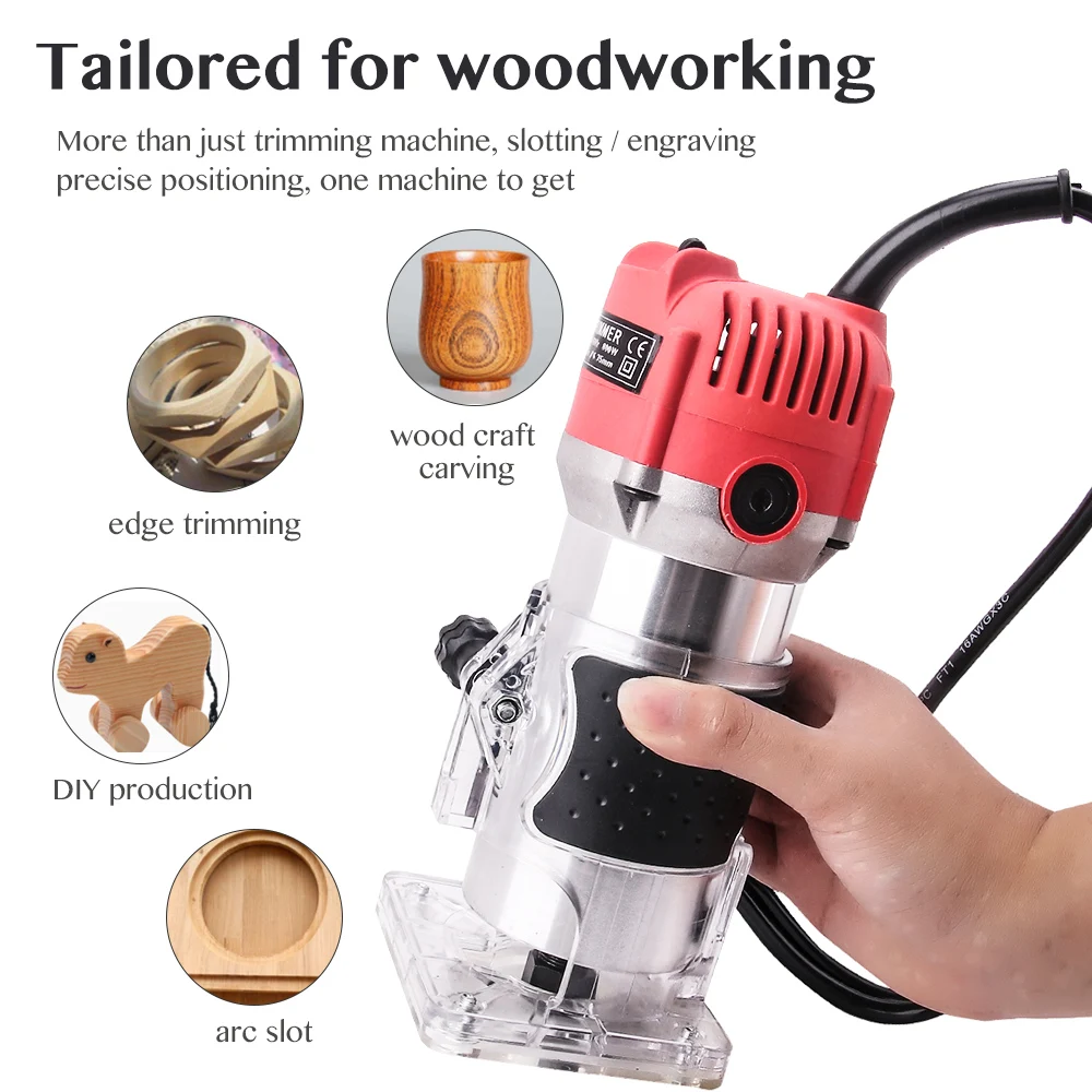 Electric Trimmer Woodworking 800W 30000rpm Wood Router Machine Hand DIY Milling Carving Engraving Power Tools With Mill Cutter