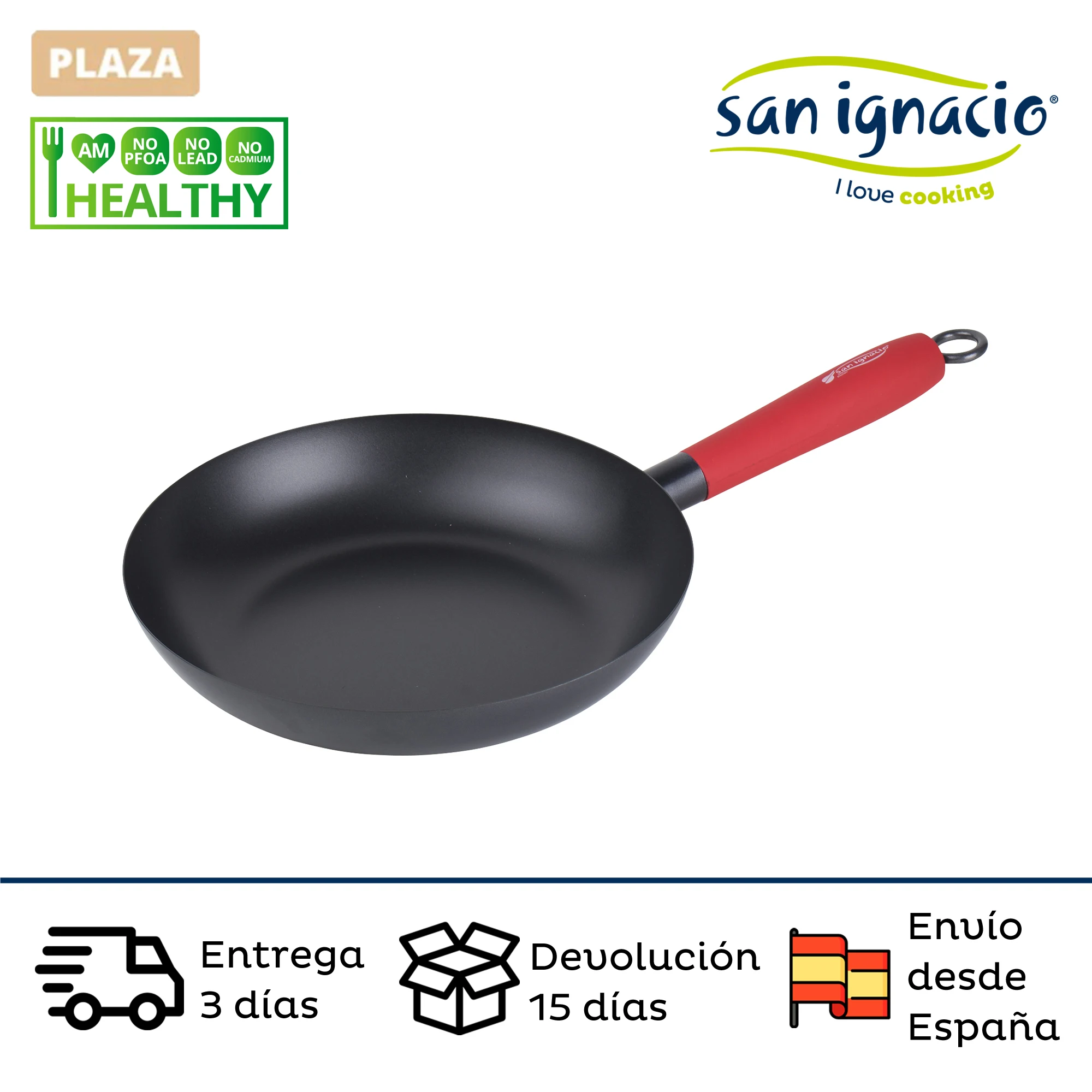 26cm pan SAN IGNACIO Lavitte carbon steel non-stick gray and red handle