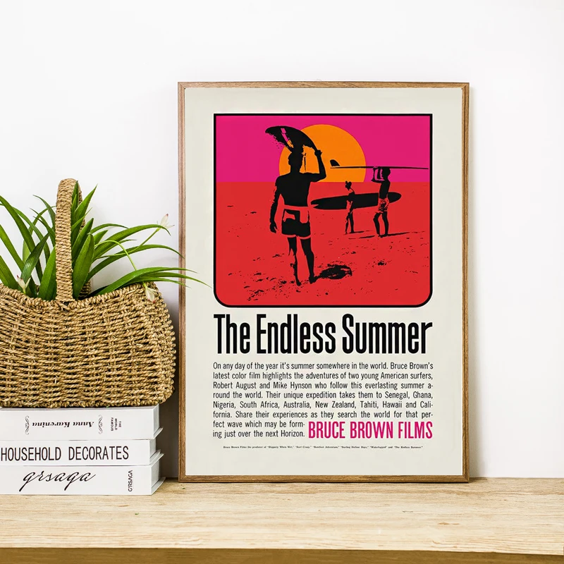 The Endless Summer Canvas Print, John Van Hamersveld, póster de película Retro Natural, tabla de surf, arte de pared, imagen, pintura Vintage, decoración