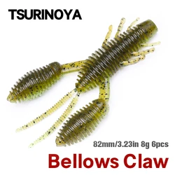 TSURINOYA Soft Worm Fishing Lure Bellows claw Shrimp Soft Bait PREDATOR 3.23in 6pcs Bass Pike Swimbait Fishing Rig Baits