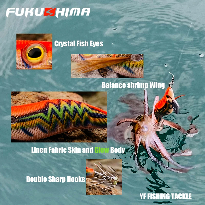 FUKUSHIMA 3.5 КВАДВИДНЫЕ ДЖИГЫ GLOW EGI LURE РЫБАЛЬНАЯ ДЕРЕВЯННАЯ ОБРУЧКА BAIT SHARP КРЮЧКИ 21 ГРАММЫ РЕЗКАЯ КРЮЧКА OCTOPUS BOAT AND ROCK FISHING