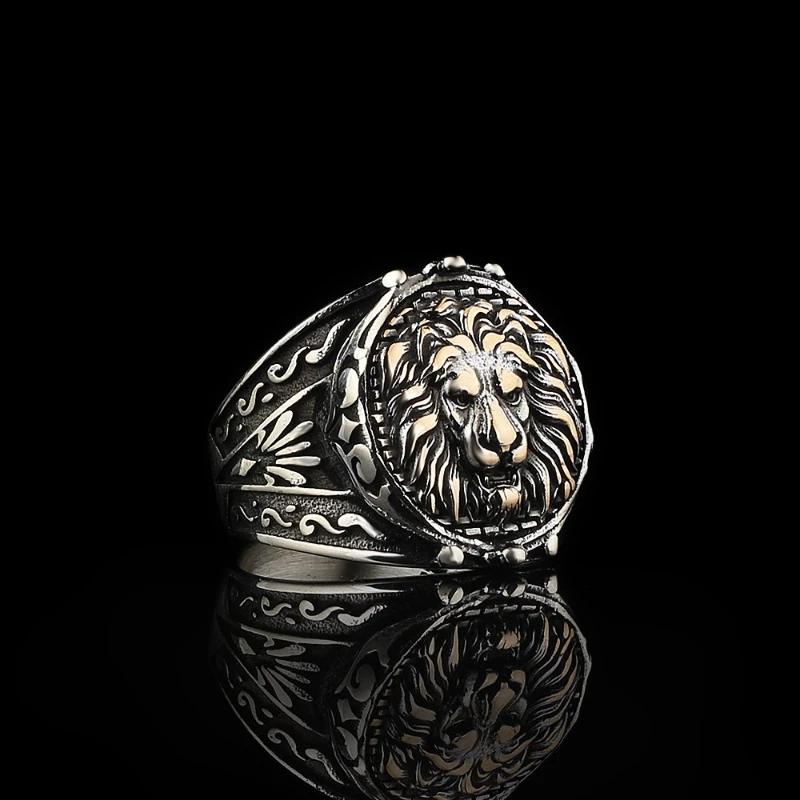 Male Tumbled Model Lion With Icon 925 Sterling Silver Ring Special Design 2022 Summer Winter Fashion Trend Accessories Products Free Shipping