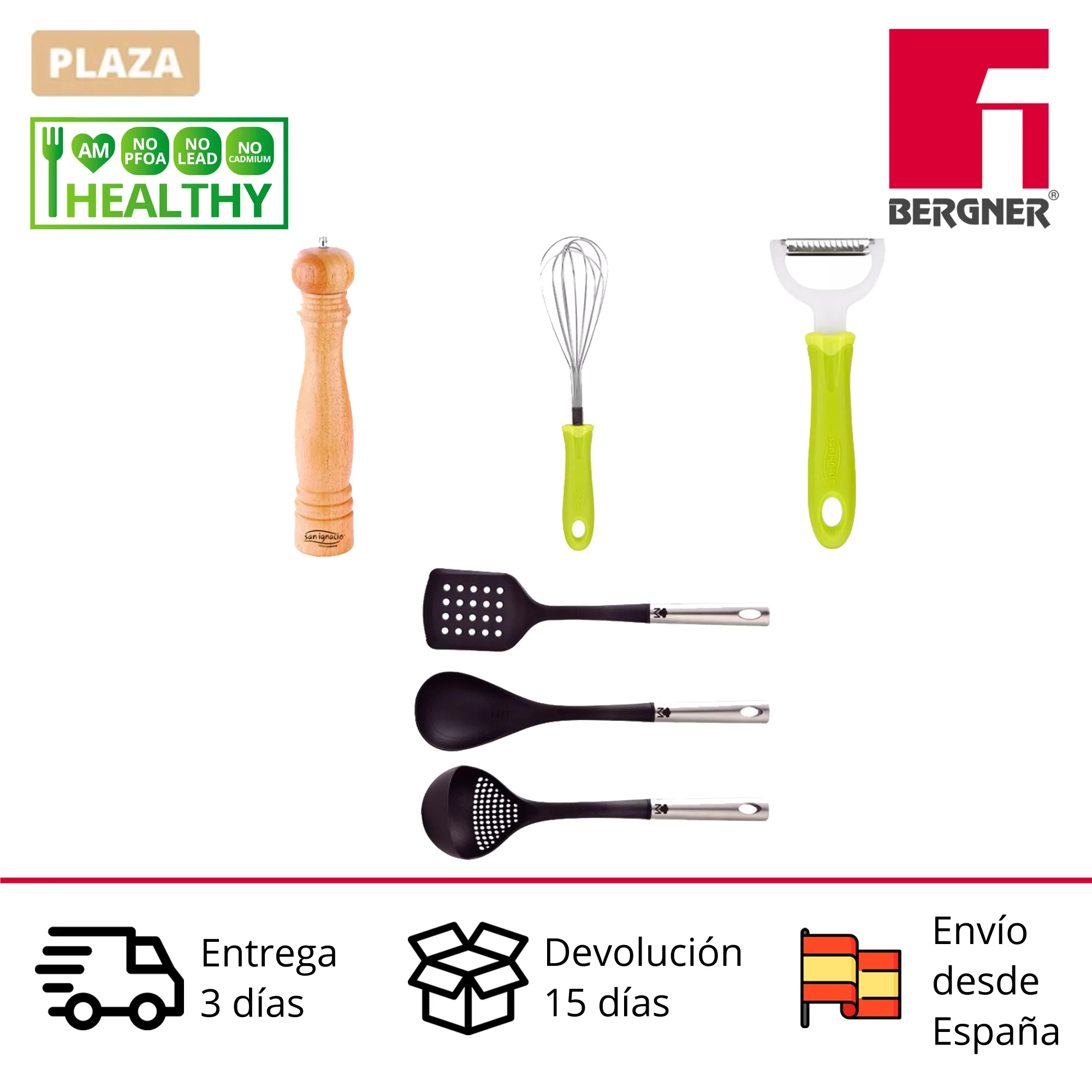 Kitchen utensils BERGNER spoons, paprika, Peeler, mixer and cutlery