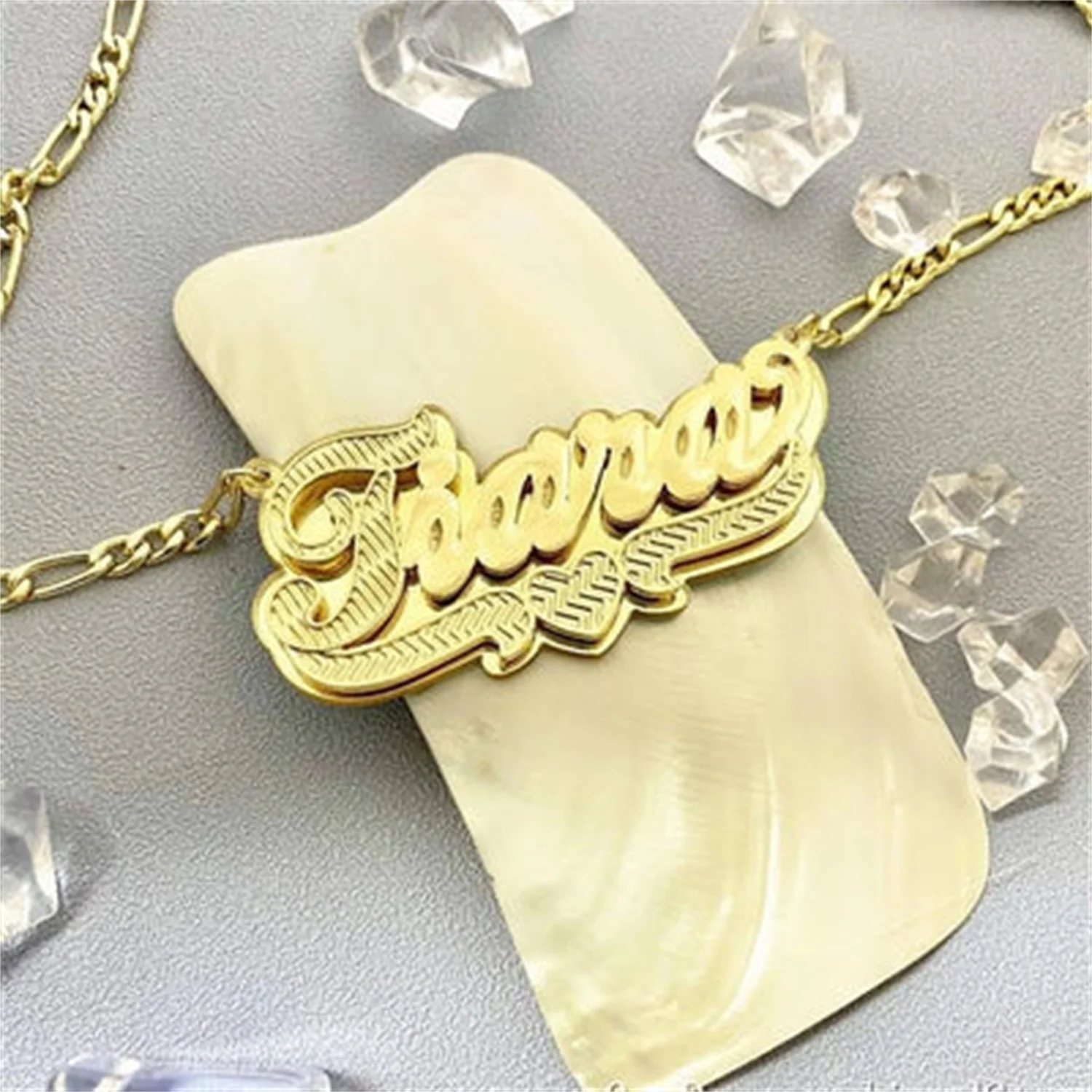 

Custom 3D Name Necklace Personalized Nameplate Pendant Double Electroplating Jewelry With Heart Nameplate Gift For Women