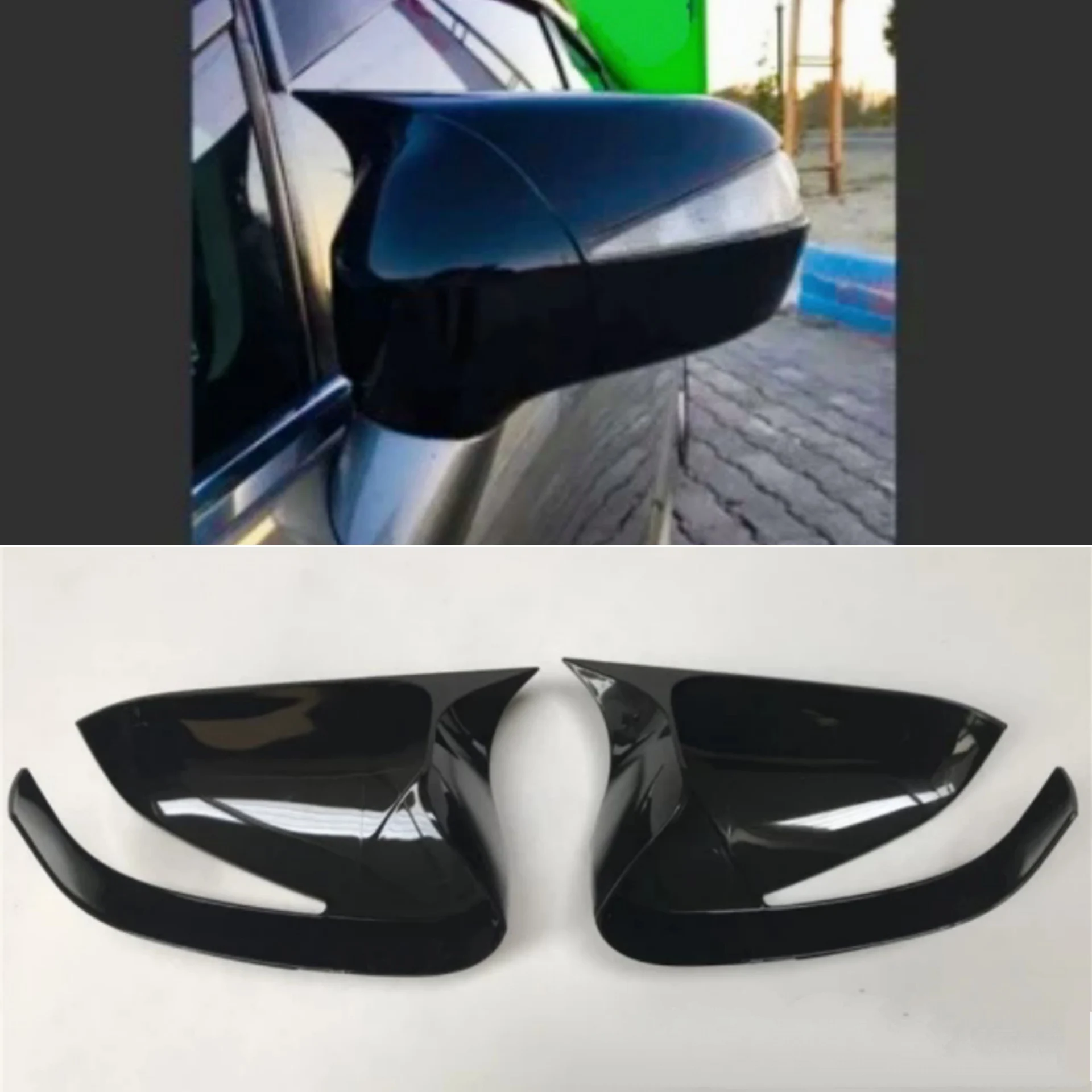 2 Pcs Good Quality Bat Style Mirror Cover Fully Compatible Glossy Black Piano 2006-2007-2008-2009-2010-2011-2012