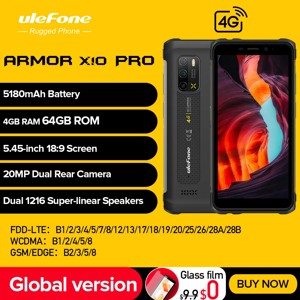 Ulefone Armor X10 Pro Rugged Phone  64GB  Waterproof Smartphone 5180mAh telephone 5.45“ Android 12 Phone NFC Global version