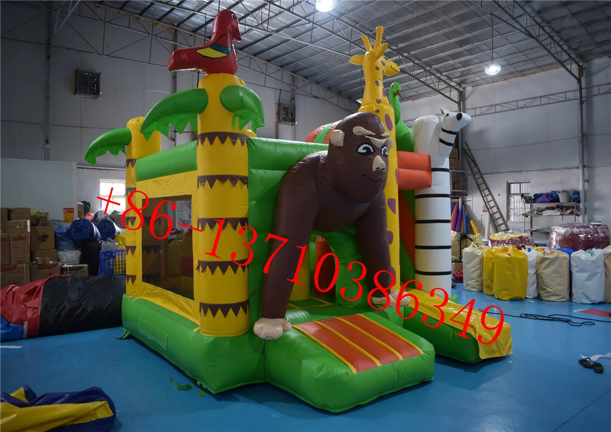 Commercial animal combination monkey inflatable trampoline castle slide for sale