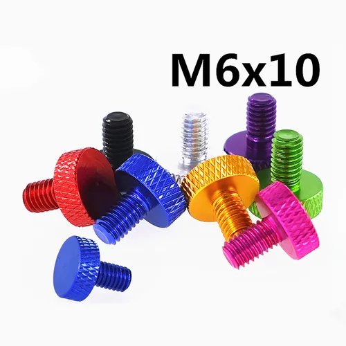 M6x10mm 다채로운 알루미늄 합금 엄지 나사, 10x5mm 그리드 널링 헤드 손 조임 나사 수동 조정 볼트, 5 개  Best5