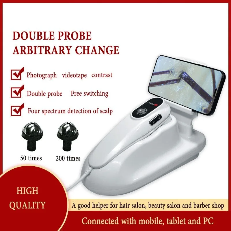 2 Probe 5X-200X Usb Intelligente Dermal Haarfollikel Detector Huid Haar Uv Analyzer Huid Testen Onderzoek Vergrootglas Analyzer