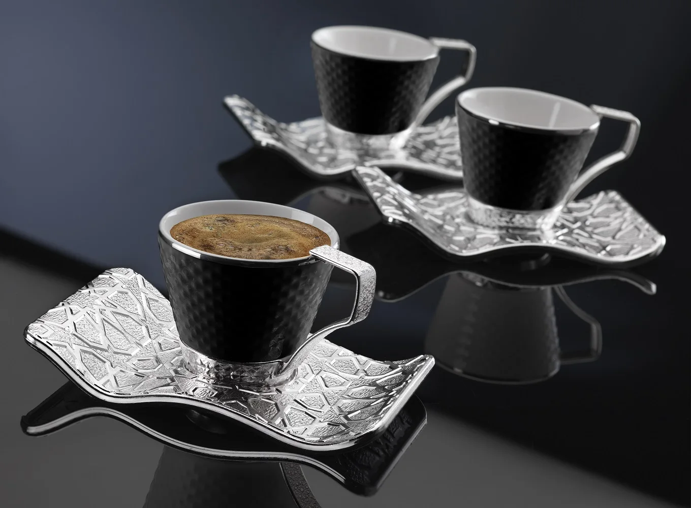 

Ni̇sa Coffee Set - Silver White Color