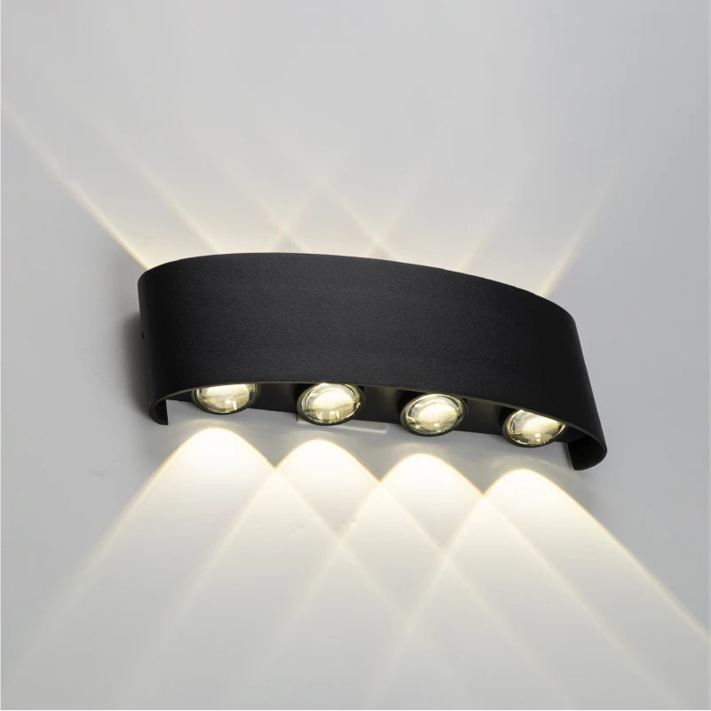 8W modern style black oval waterproof LED wall lamp, which can be installed indoors and outdoors. Neutral light 4000k