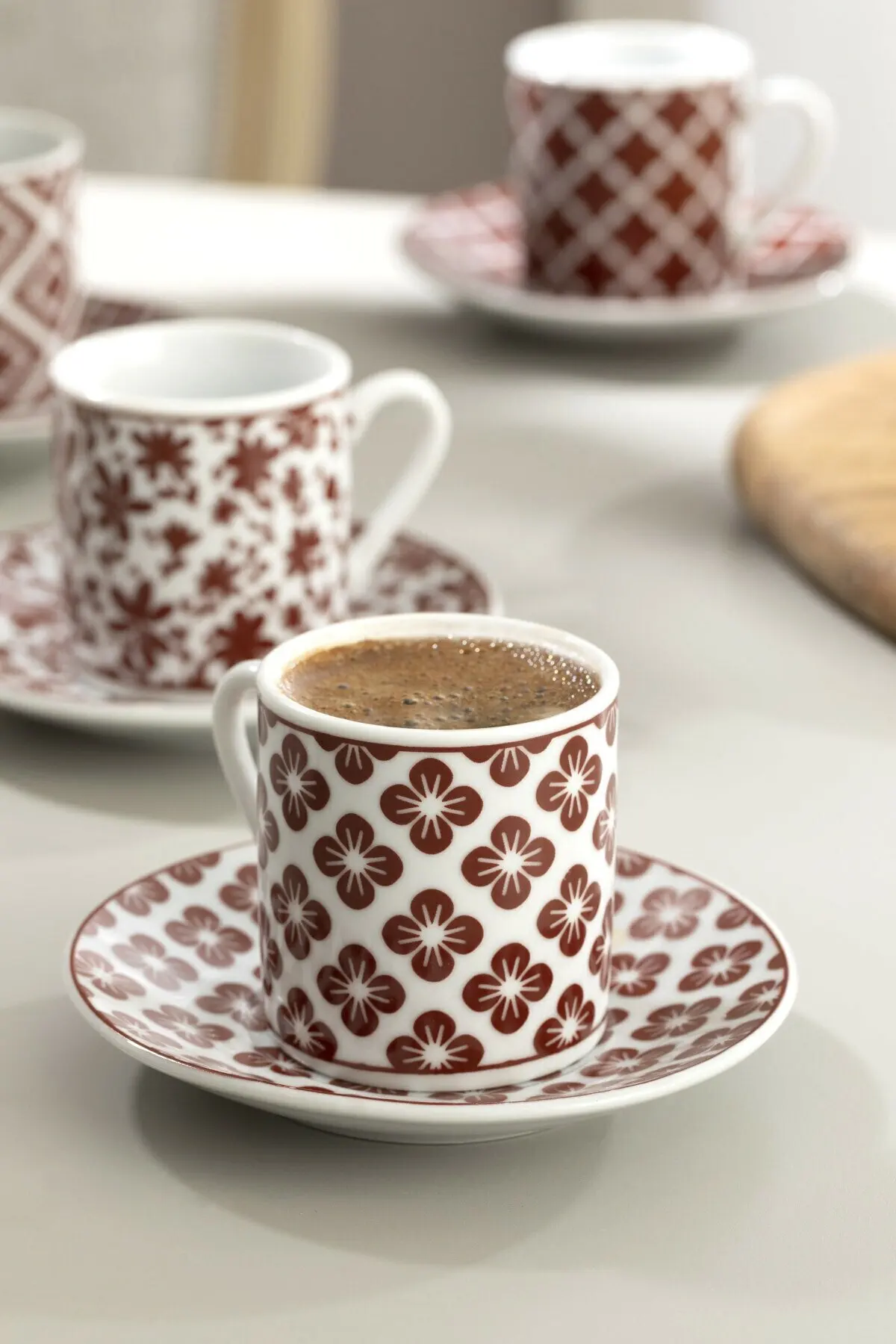 WONDERFUL DRINKING PERFECT English Home Mira Porcelain Set of 6 Coffee Cups 80 Ml Claret Red FREE SHIPPING  FREE SHIPPING