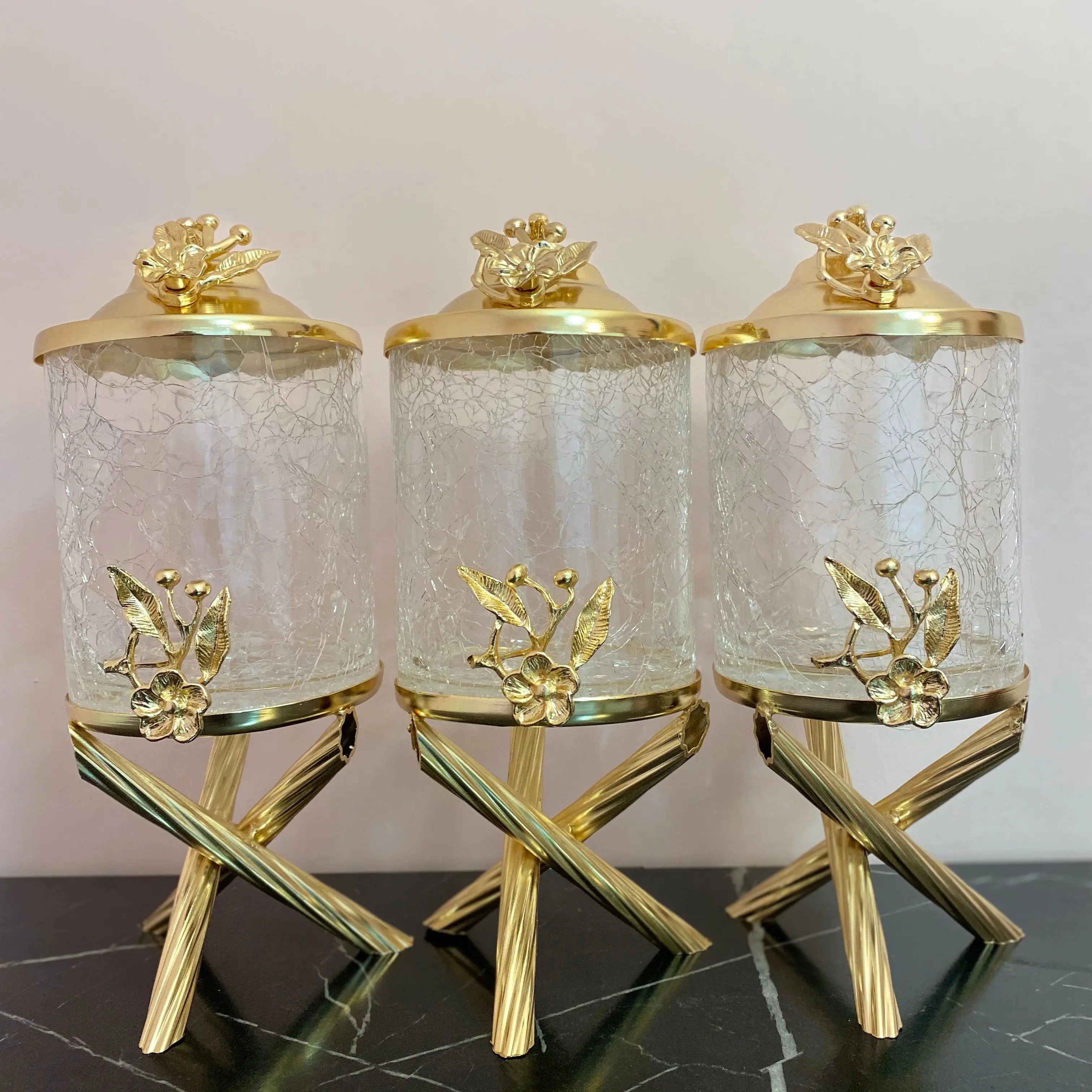 

Canister Set Jars Gold Kitchen Accessories 3 Piece Crystal Glass Stand High Workmanship Metal Tea Sugar Salt Storage Container Durable Sturdy Manufacturing Original Design 5 Star Plated Quality Silver Color Option Gift